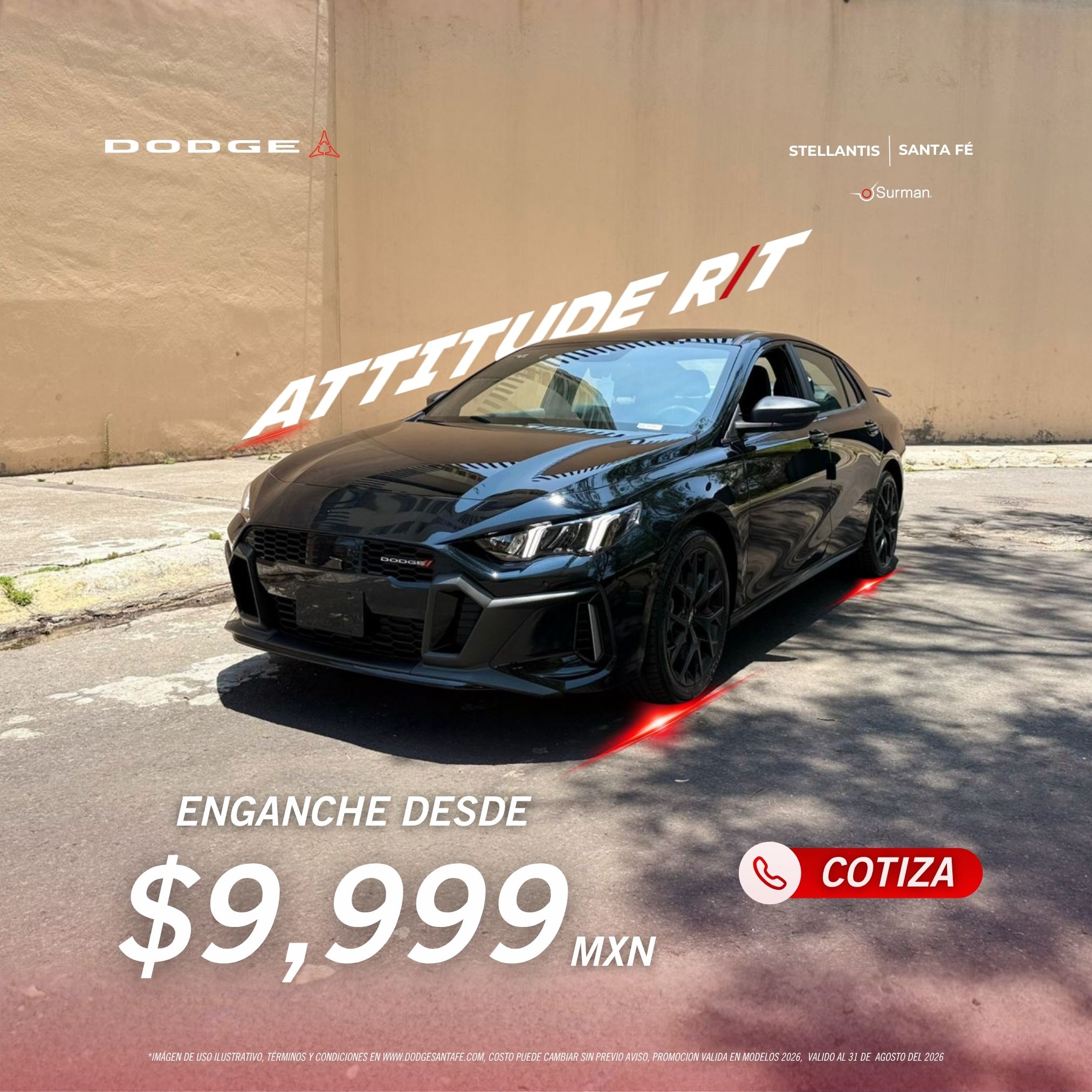 Dodge Attitude R/T 2026 con enganche desde $9,999 MXN