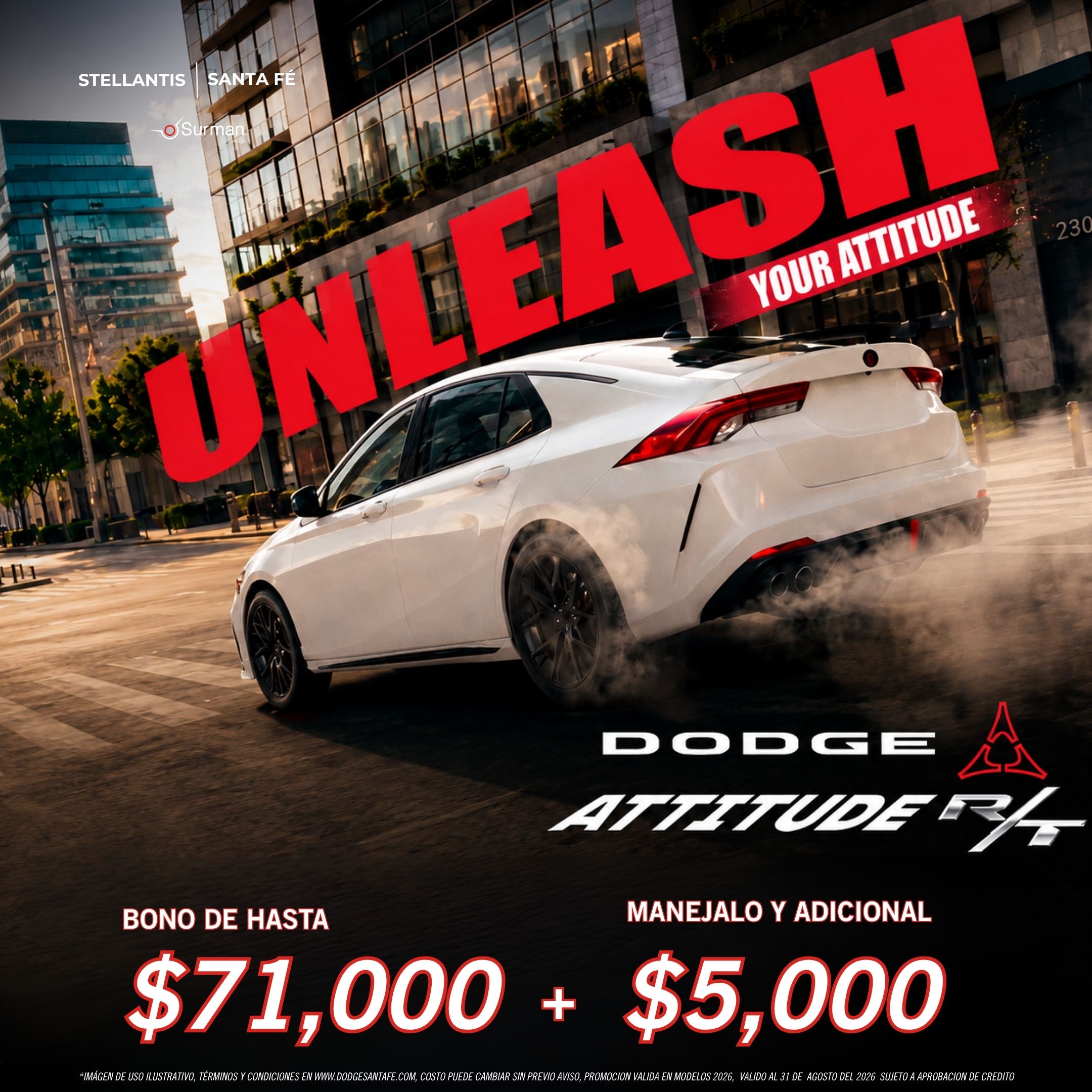 Dodge Attitude R/T con bono de hasta $71,000 más $5,000 adicionales