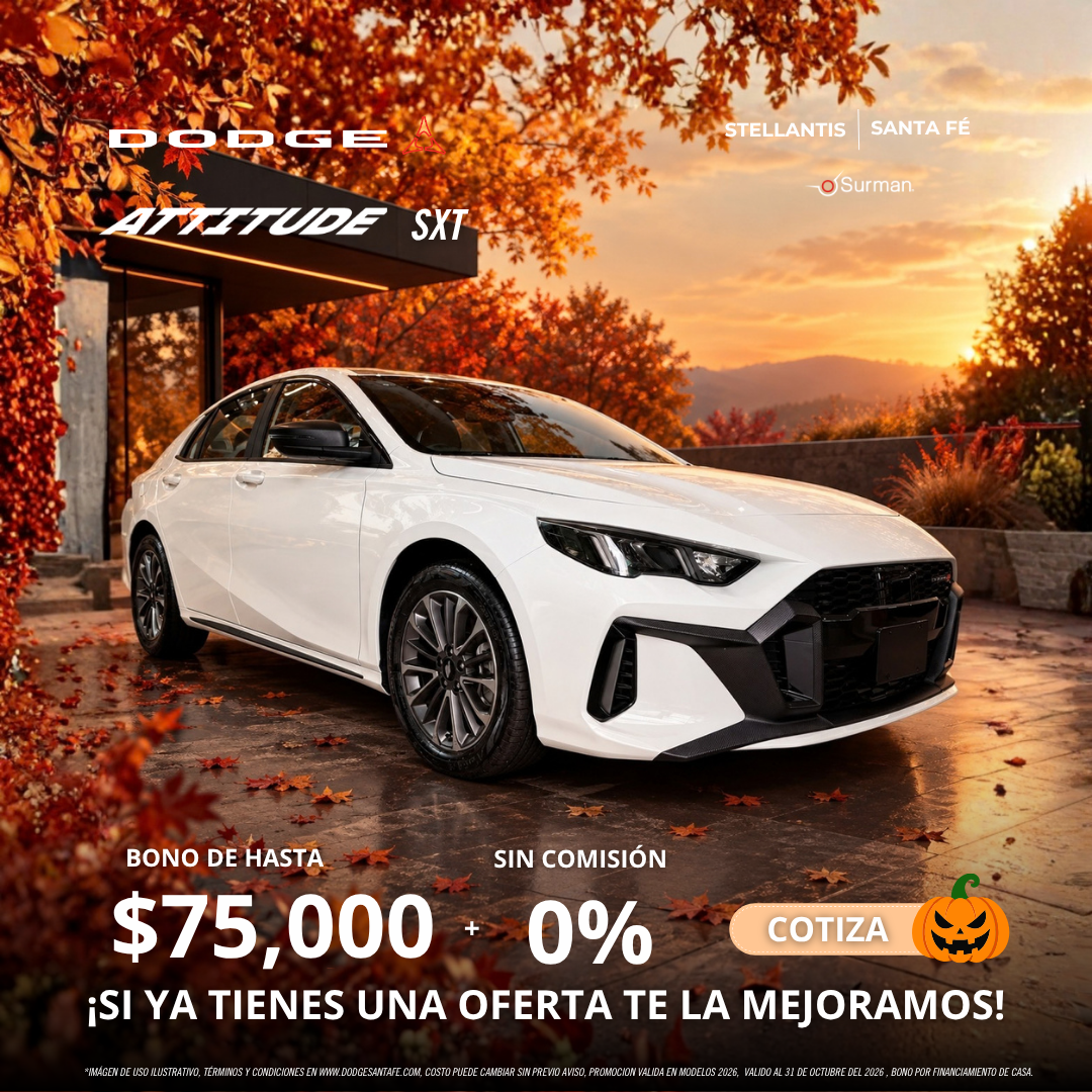 Dodge Attitude SXT 2026 con bono de hasta $75,000 MXN y sin comisión